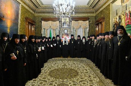 Игумены и игумении ставропигиальных монастырей поздравили Святейшего Патриарха Кирилла